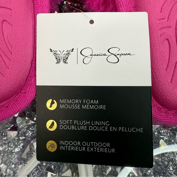 Jessica Simpson slippers furry fuzzy faux fur neon Vibrant Pink Fuzzy Slippers - Picture 10 of 11